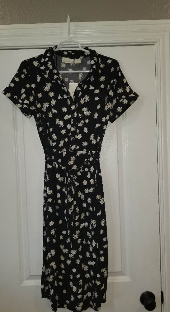 Cynthia Rowley Black and White Floral Midi Dress